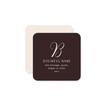 modern elegant business name monogram | dark brown enclosure invitations