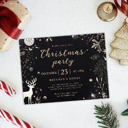 Small Modern Elegant Christmas Party Festive Holiday Postinvitations Front View