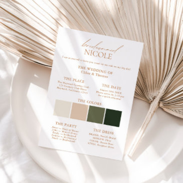 modern elegant color palette bridesmaid info invitations
