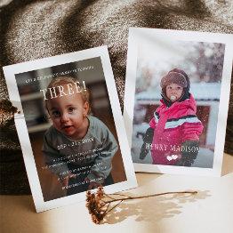 Small Modern Elegant Custom Photo Birthday Invitation Front View