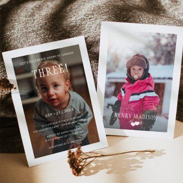 modern elegant custom photo birthday invitation