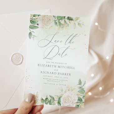 modern elegant floral greenery wedding save the date