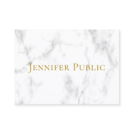 Small Modern Elegant Gold Text White Marble Template Business Invitations Front View