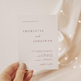 Small Modern Elegant Plain White Wedding Invitation Front View