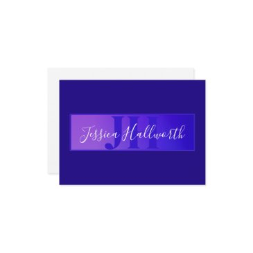 modern elegant script name & monogram ombre purple enclosure invitations