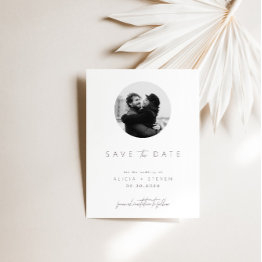 Small Modern Elegant Script Photo Save The Date Front View