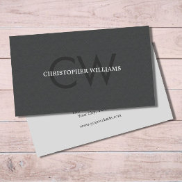 Small Modern Elegant Texture Gray Monogram Consultant Business Invitations Front View