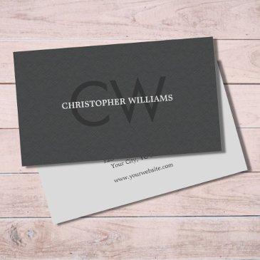 modern elegant texture gray monogram consultant business invitations