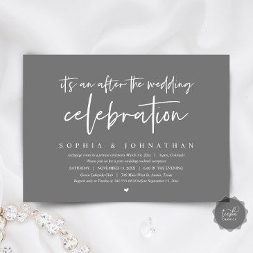 modern elopement, after the wedding celebration invitation