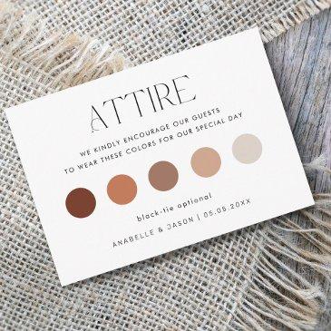 modern fall color palette wedding guest attire enclosure invitations