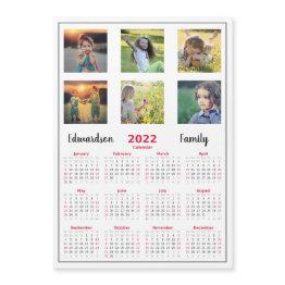 Small Modern Family Photo Collage Magnetic Calendar Front View