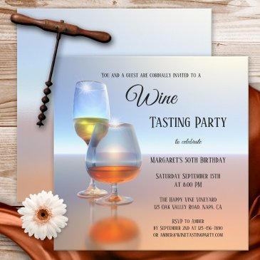 modern fine art wine tasting invitation