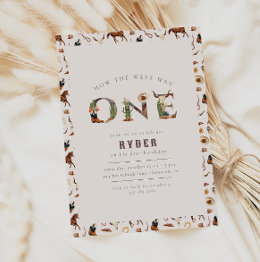 Small Modern First Rodeo Western Boys 1st Birthday Invitation Front View