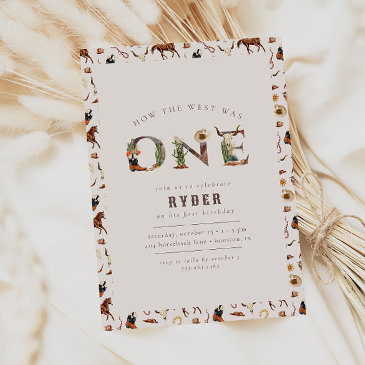 modern first rodeo western boys 1st birthday invitation
