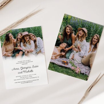 modern friends joint birthday party invitation