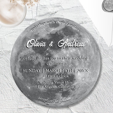 modern full moon weeding invitation