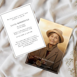 Small Modern Funeral Celebracion Spanish Memorial Photo Invitation Front View