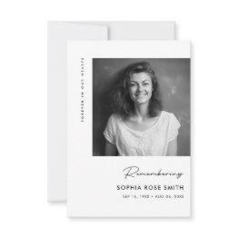 Small Modern Funeral Sympathy Memorial Prayer Invitations Front View