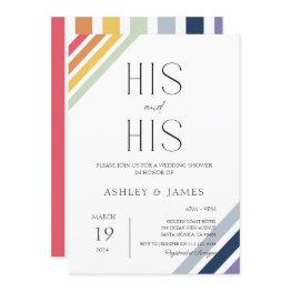 Small Modern Gay Wedding Couples Shower His & His Lgbtq Invitation Front View