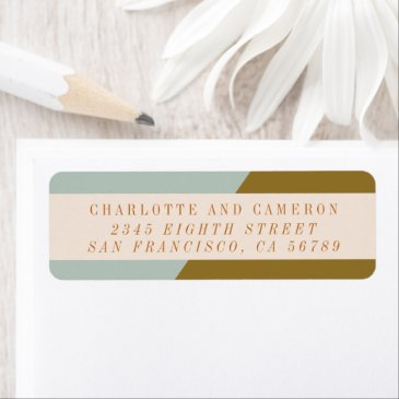 modern geometric blue and olive return address label