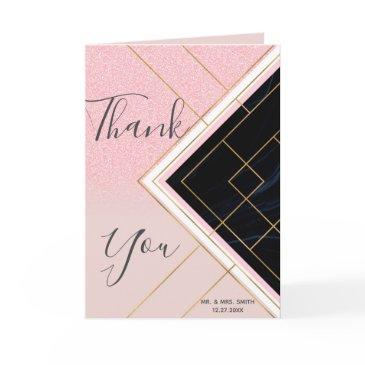 modern geometric pink gold strokes design thank you invitations