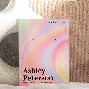 modern girly marble rainbow script earring display business invitations