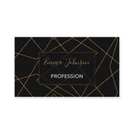 Small Modern Gold & Black Geometric Strokes Design Business Invitations Front View