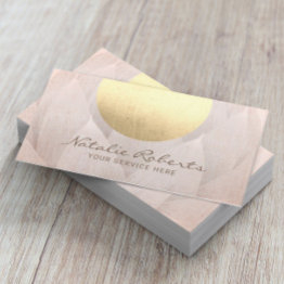 Small Modern Gold Circle Lotus Flower Salon & Spa Business Invitations Front View