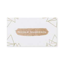 Small Modern Gold Geometric Triangles Peach Brush Modern Business Invitations Front View