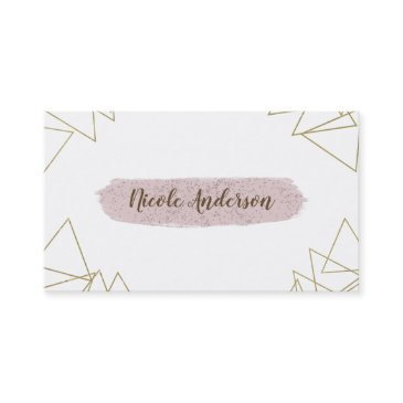 modern gold geometric triangles pink brush modern business invitations