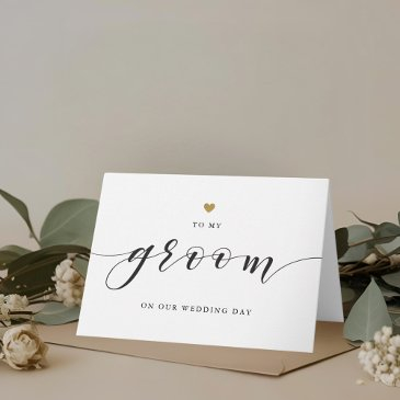 modern gold heart to my groom on our wedding day thank you invitations