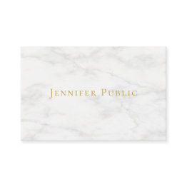 Small Modern Gold Text White Marble Minimalist Template Business Invitations Front View