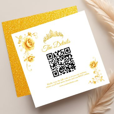 modern golden minimalist quinceanera qr rsvp enclosure invitations