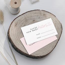 Small Modern Guess How Many Kisses Bridal Shower Game Enclosure Invitations Front View