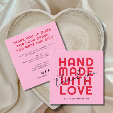 modern handmade with love thank you square business invitations