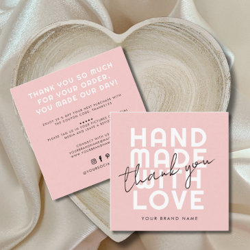 modern handmade with love thank you square business invitations