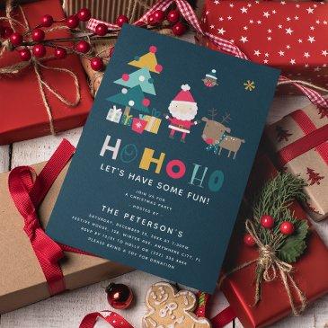 modern ho ho ho christmas party invitation