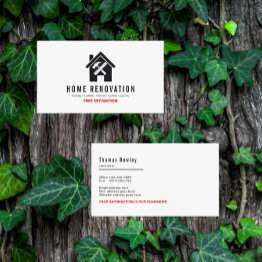Small Modern Home Renovation Repair Handyman Business Invitations Front View