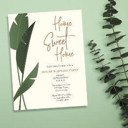 Small Modern Home Sweet Home Green House Warming Party Invitation Front View