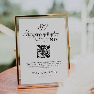 modern honeymoon fund qr code sign, wedding invitation