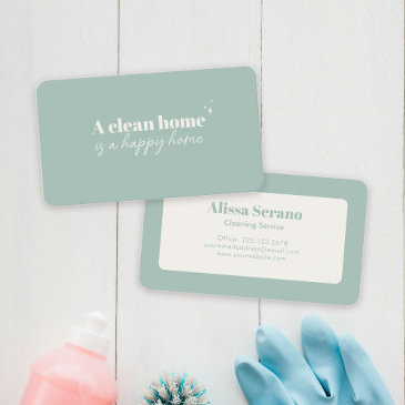 modern house cleaning service dusty green maid business invitations