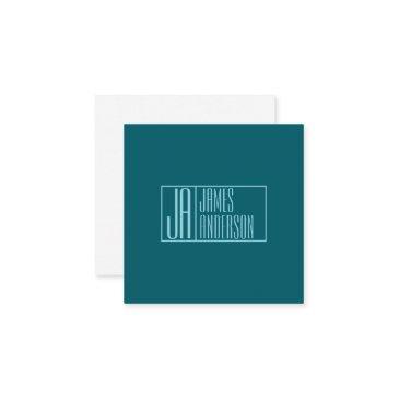 modern initials & name | dark teal & light blue enclosure invitations