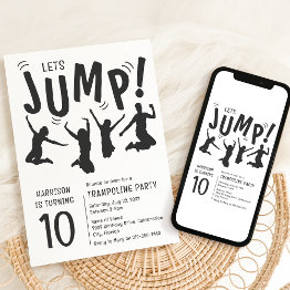 Small Modern Kids Trampoline Party Birthday Party Invitation Front View
