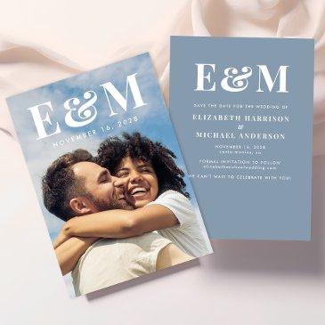 modern large bold monogram initials photo save the date