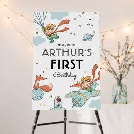 Small Modern Le Petit Prince Birthday Party Welcome Sign Front View