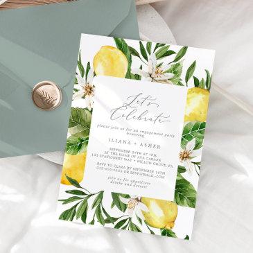 modern lemon garden let's celebrate invitation