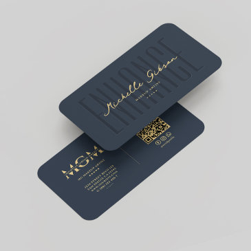 modern makeup artist monogram elegant blue business invitations