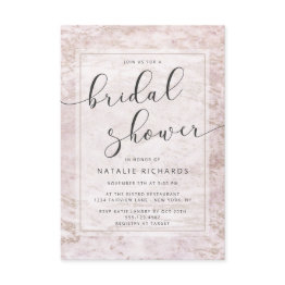 Small Modern Marbles In Mauve Rose Gold Bridal Shower Invitation Front View