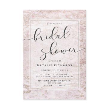 modern marbles in mauve rose gold bridal shower invitation