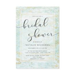 Small Modern Marbles In Ocean With Gold Bridal Shower Invitation Front View